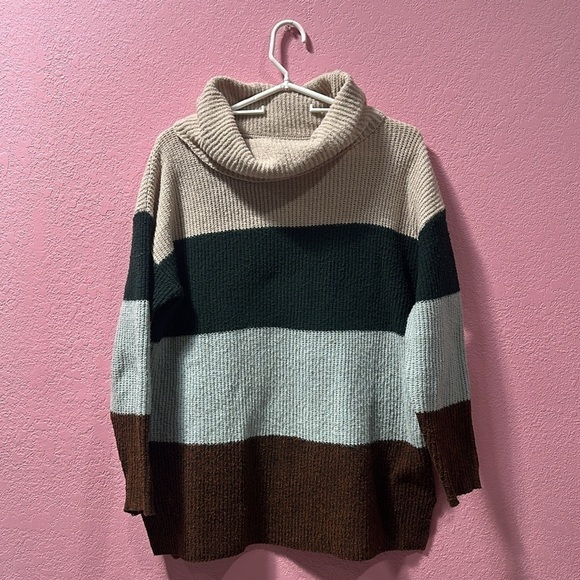 STACCATO Cowl Neck Color Block Size Small - Picture 1 of 4